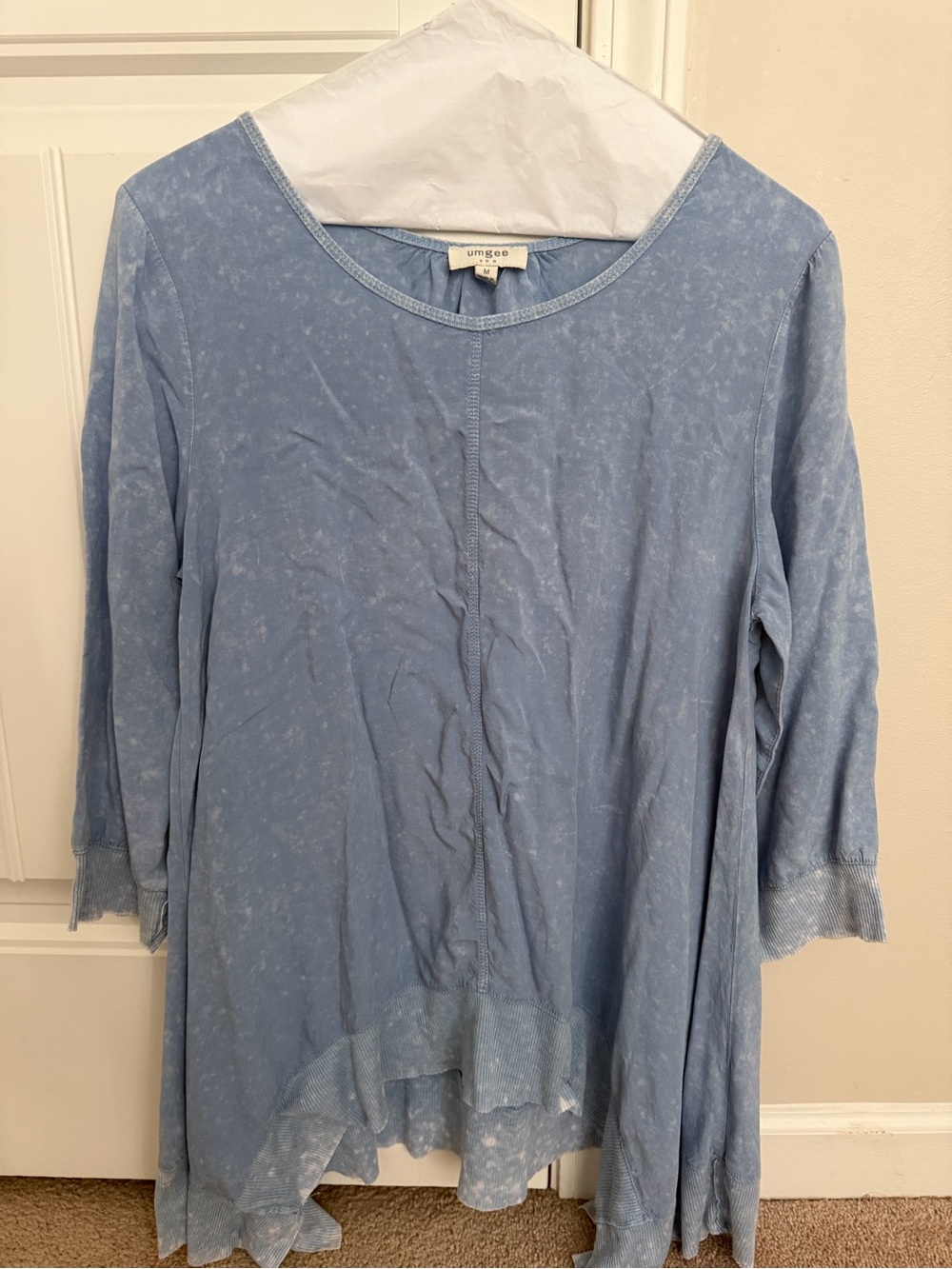 Umgee Washed Sky Blue Long Sleeve Tunic